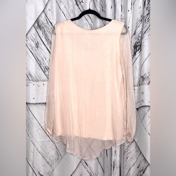 Dolce Ragazza Silk Layered Blouse Sequin Trim S - Picture 3 of 6